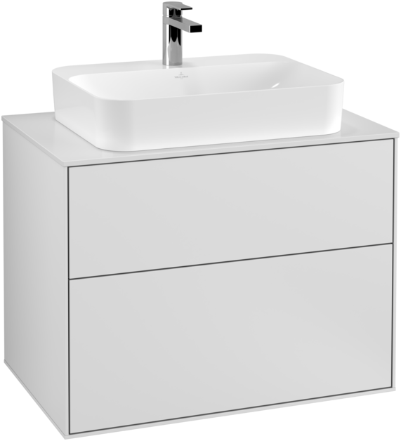 Тумба под раковину Villeroy & Boch Finion 80х50,1 см с подсветкой МДФ белый матовый лак/стекло белое матовое G34100MT