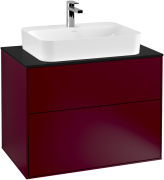 Тумба под раковину Villeroy & Boch Finion 80х50,1 см с подсветкой МДФ пион матовый лак/стекло черное матовое G34200HB