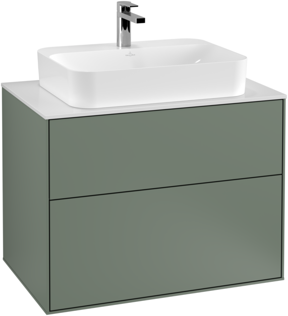 Тумба под раковину Villeroy & Boch Finion 80х50,1 см с подсветкой МДФ оливковый матовый лак/стекло белое матовое G34100GM