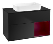 Тумба под раковину Villeroy & Boch Finion 100х50,1 см с подсветкой МДФ черный матовый лак/стекло черное матовое F662HBPD