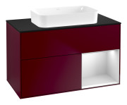 Тумба под раковину Villeroy & Boch Finion 100х50,1 см с подсветкой МДФ пион матовый лак/стекло черное матовое F662MTHB