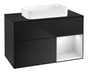 Тумба под раковину Villeroy & Boch Finion 100х50,1 см с подсветкой МДФ черный матовый лак/стекло черное матовое F662MTPD