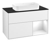 Тумба под раковину Villeroy & Boch Finion 100х50,1 см с подсветкой МДФ глянцевый белый лак/стекло черное матовое F662GFGF