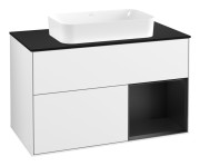 Тумба під раковину Villeroy & Boch Finion 100х50,1 см з підсвіткою МДФ білий глянцевий лак/скло чорне матове F662PDGF