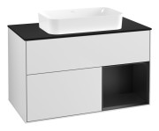 Тумба під раковину Villeroy & Boch Finion 100х50,1 см із підсвічуванням МДФ білий матовий лак/скло чорне матове F662PDMT