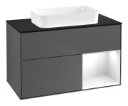 Тумба под раковину Villeroy & Boch Finion 100х50,1 см с подсветкой МДФ антрацит матовый лак/стекло черное матовое F662GFGK