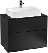 Тумба под раковину Villeroy & Boch Finion 80х50,1 см МДФ черный матовый лак/стекло черное матовое F34200PD