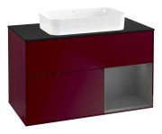 Тумба під раковину Villeroy & Boch Finion 100х50,1 см з підсвічуванням МДФ півонія матовий лак/скло чорне матове F662GKHB