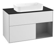 Тумба під раковину Villeroy & Boch Finion 100х50,1 см із підсвічуванням МДФ білий матовий лак/скло чорне матове F662GKMT