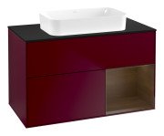 Тумба под раковину Villeroy & Boch Finion 100х50,1 см с подсветкой МДФ пион матовый лак/стекло черное матовое F662GNHB