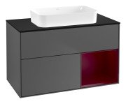 Тумба под раковину Villeroy & Boch Finion 100х50,1 см с подсветкой МДФ антрацит матовый лак/стекло черное матовое F662HBGK