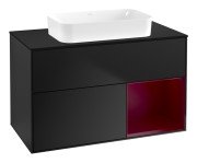 Тумба під раковину Villeroy & Boch Finion 100х50,1 см із підсвічуванням МДФ чорний матовий лак/скло чорне матове F662HBPD