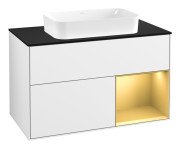 Тумба під раковину Villeroy & Boch Finion 100х50,1 см з підсвіткою МДФ білий глянцевий лак/скло чорне матове F662HFGF