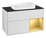 Тумба под раковину Villeroy & Boch Finion 100х50,1 см с подсветкой МДФ белый матовый лак/стекло черное матовое F662HFMT