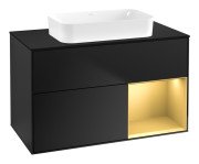 Тумба під раковину Villeroy & Boch Finion 100х50,1 см із підсвічуванням МДФ чорний матовий лак/скло чорне матове F662HFPD