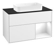 Тумба під раковину Villeroy & Boch Finion 100х50,1 см з підсвіткою МДФ білий глянцевий лак/скло чорне матове F662GFGF