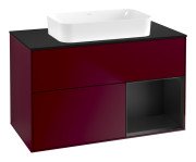 Тумба під раковину Villeroy & Boch Finion 100х50,1 см з підсвічуванням МДФ півонія матовий лак/скло чорне матове F662PDHB