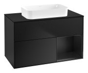 Тумба під раковину Villeroy & Boch Finion 100х50,1 см із підсвічуванням МДФ чорний матовий лак/скло чорне матове F662PDPD