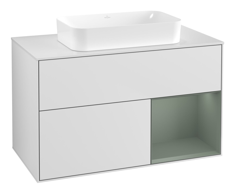 Тумба под раковину Villeroy & Boch Finion 100х50,1 см с подсветкой МДФ белый матовый лак/стекло белое матовое F661GMMT