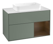 Тумба под раковину Villeroy & Boch Finion 100х50,1 см с подсветкой МДФ оливковый матовый лак/стекло белое матовое F661GNGM