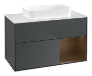 Тумба под раковину Villeroy & Boch Finion 100х50,1 см с подсветкой МДФ темно-синий матовый лак/стекло белое матовое F661GNHG