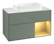 Тумба под раковину Villeroy & Boch Finion 100х50,1 см с подсветкой МДФ оливковый матовый лак/стекло белое матовое F661HFGM