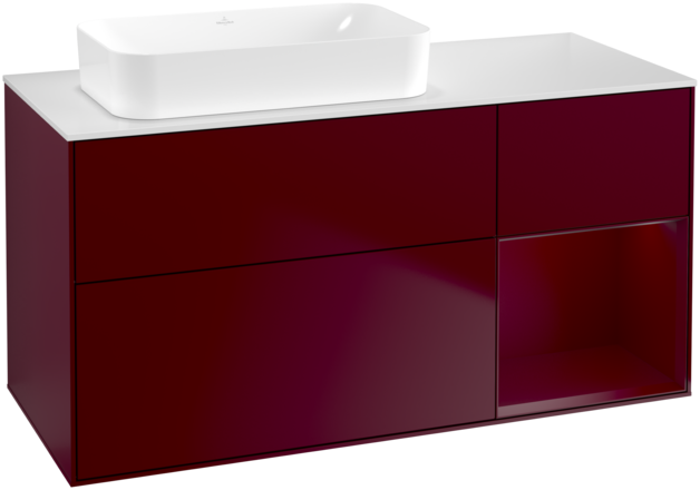 Тумба под раковину Villeroy & Boch Finion 120х50,1 см с подсветкой МДФ пион матовый лак/стекло белое матовое F691HBHB