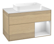 Тумба под раковину Villeroy & Boch Finion 100х50,1 см с подсветкой МДФ шпон дуба/стекло белое матовое F661MTPC