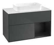 Тумба под раковину Villeroy & Boch Finion 100х50,1 см с подсветкой МДФ темно-синий матовый лак/стекло белое матовое F661PDHG