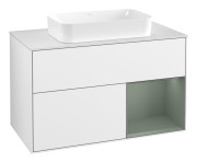 Тумба под раковину Villeroy & Boch Finion 100х50,1 см с подсветкой МДФ глянцевый белый лак/стекло белое матовое F661GMGF