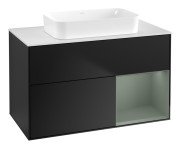 Тумба під раковину Villeroy & Boch Finion 100х50,1 см із підсвічуванням МДФ чорний матовий лак/скло біле матове F661GMPD