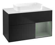 Тумба під раковину Villeroy & Boch Finion 100х50,1 см із підсвічуванням МДФ чорний матовий лак/скло біле матове F661GMPD