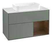 Тумба під раковину Villeroy & Boch Finion 100х50,1 см із підсвічуванням МДФ оливковий матовий лак/скло біле матове F661GNGM