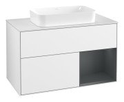 Тумба під раковину Villeroy & Boch Finion 100х50,1 см з підсвіткою МДФ білий глянцевий лак/скло біле матове F661HGGF