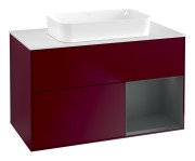 Тумба под раковину Villeroy & Boch Finion 100х50,1 см с подсветкой МДФ пион матовый лак/стекло белое матовое F661HGHB