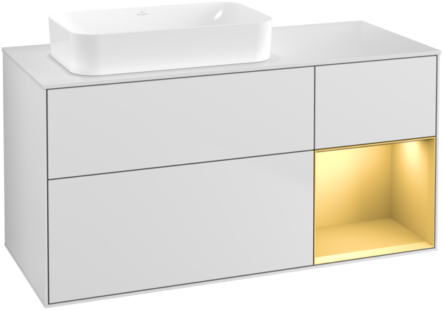 Тумба под раковину Villeroy & Boch Finion 120х50,1 см с подсветкой МДФ белый матовый лак/стекло белое матовое F691HFMT