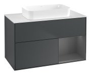 Тумба под раковину Villeroy & Boch Finion 100х50,1 см с подсветкой МДФ темно-синий матовый лак/стекло белое матовое F661GKHG