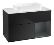 Тумба под раковину Villeroy & Boch Finion 100х50,1 см с подсветкой МДФ черный матовый лак/стекло белое матовое F661HGPD