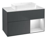 Тумба под раковину Villeroy & Boch Finion 100х50,1 см с подсветкой МДФ темно-синий матовый лак/стекло белое матовое F661MTHG