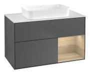 Тумба под раковину Villeroy & Boch Finion 100х50,1 см с подсветкой МДФ антрацит матовый лак/стекло белое матовое F661PCGK
