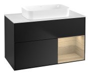 Тумба під раковину Villeroy & Boch Finion 100х50,1 см із підсвічуванням МДФ чорний матовий лак/скло біле матове F661PCPD