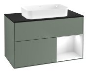 Тумба під раковину Villeroy & Boch Finion 100х50,1 см із підсвічуванням МДФ оливковий матовий лак/скло чорне матове F662GFGM