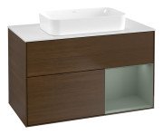 Тумба під раковину Villeroy & Boch Finion 100х50,1 см із підсвічуванням МДФ шпон волоського горіха/скло біле матове F661GMGN