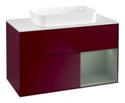 Тумба під раковину Villeroy & Boch Finion 100х50,1 см з підсвічуванням МДФ півонія матовий лак/скло біле матове F661GMHB