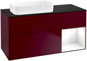 Тумба под раковину Villeroy & Boch Finion 120х50,1 см с подсветкой МДФ пион матовый лак/стекло черное матовое F692GFHB
