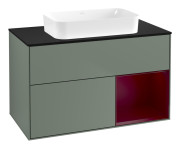 Тумба под раковину Villeroy & Boch Finion 100х50,1 см с подсветкой МДФ оливковый матовый лак/стекло черное матовое F662HBGM