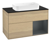 Тумба под раковину Villeroy & Boch Finion 100х50,1 см с подсветкой МДФ шпон дуба/стекло черное матовое F662HGPC