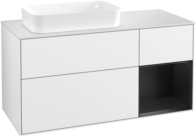 Тумба под раковину Villeroy & Boch Finion 120х50,1 см с подсветкой МДФ глянцевый белый лак/стекло белое матовое F691PDGF