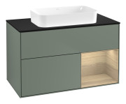 Тумба под раковину Villeroy & Boch Finion 100х50,1 см с подсветкой МДФ оливковый матовый лак/стекло черное матовое F662PCGM