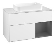 Тумба под раковину Villeroy & Boch Finion 100х50,1 см с подсветкой МДФ глянцевый белый лак/стекло белое матовое G661GKGF